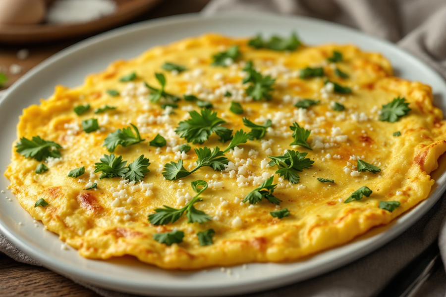 Omelete de Espinafre e Queijo